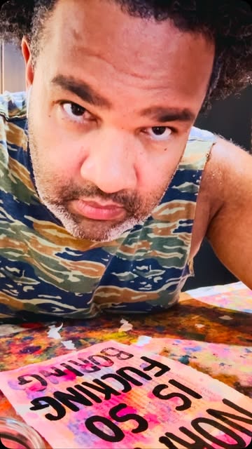 Luis close up, mid-painting